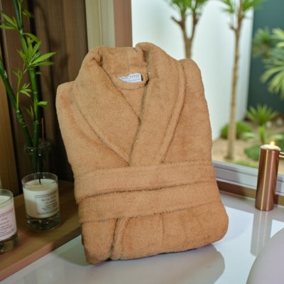 Župan FROTE WOOLY s límcem barvení VAT hnědý Unicato – Sleviste.cz