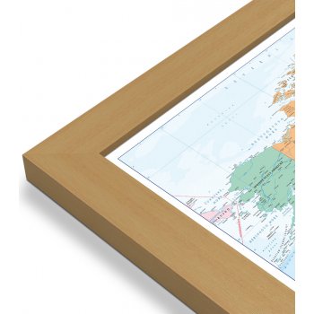 Excart Maps Svět - nástěnná politická mapa 194 x 138 cm (ČESKY) Varianta: mapa v dřevěném rámu, Provedení: Pegi jádro ořechu