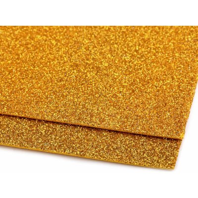 Pěnová guma Moosgummi 20x30cm, 750861 jednobarevná 4 zlatá střední, tloušťka 1,9mm, s glitry