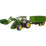 Bruder 3155 Traktor John Deere 7R 350 s čelním nakladačem a přívěsem – Zboží Mobilmania