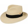Klobouk Fedora Bogart luxusní panamský klobouk s černou stuhou ručně pletený UV faktor 80 Ekvádorská panama Mayser Colmar