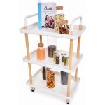 Trolley pojízdný vozík 3patrový multifunkční obdélníkový regál na kolečkách, výška 86 cm bílý – Zboží Mobilmania