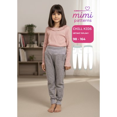 Dětský střih v el. formátu, Tepláky, Chill Kids - 98/104 - 110/116 (A4) domácí tisk – Zboží Mobilmania