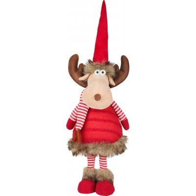 MagicHome Vianoce Postavička MagicHome Vánoce Sobí laň se šálou látková červená 18 x 16 x 55 cm – Hledejceny.cz