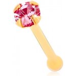 Šperky eshop zlatý piercing do nosu rovný blýskavý zirkonek růžové barvy GG176.08 – Zboží Dáma