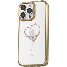 KINGXBAR Wish Apple iPhone 15 Pro Max - s kamínky - plastový / gumový - zlaté srdce
