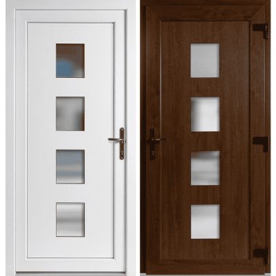 OknaDvereNaMiru.cz Plastové vchodové dveře 010 zlatý dub / bílá pravé otevírání ven 88 x 198 cm – Hledejceny.cz