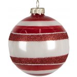 Clayre & Eef Vánoční skleněná červenobílá ozdoba 8x8 cm – Hledejceny.cz