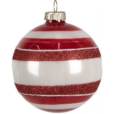 Clayre & Eef Vánoční skleněná červenobílá ozdoba 8x8 cm – Hledejceny.cz