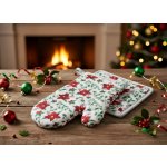 Vánoční kuchyňský set vánoční rukavice/chňapka HOLY STAR 18x30 cm/20X20 cm 100% bavlna ESSEX – Zboží Dáma