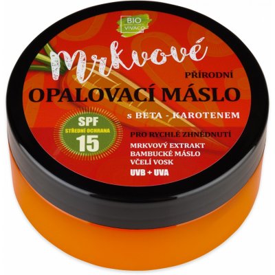 Vivaco 100% přírodní mrkvové opalovací máslo SPF15 s beta karotenem 150 ml – Hledejceny.cz