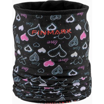 Finmark Children´s multifunctional scarf with fleece Černá Bílá Růžová – Zboží Mobilmania
