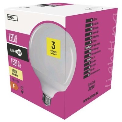 Emos EM ZQ2180 LED žárovka Classic Globe 15,3W E27 teplá bílá