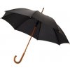 Deštník Kyle deštník s automatickým otvíráním a dřevěnou tyčí a rukojetí černý