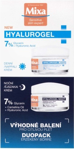 Mixa Hyalurogel Light hydratační krém na obličej 50 ml + Mixa Hyalurogel Night noční krém 50 ml dárková sada Denní a noční krém