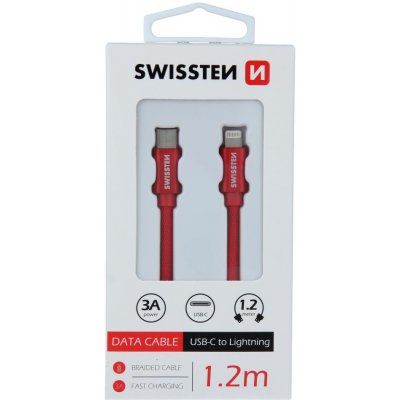 Swissten 71525206 USB-C / Apple Lightning, datový, 1,2m, červený – Hledejceny.cz