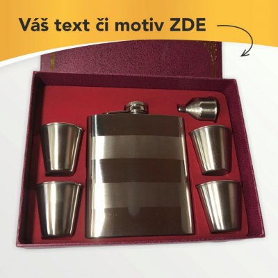 Dárková sada Nerezová placatka + 4 panáky s vlastním textem nebo logem201 – Zboží Dáma