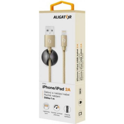 ALIGATOR PREMIUM Datový kabel 2A, Lightning zlatý (DATKP06) – Zboží Mobilmania