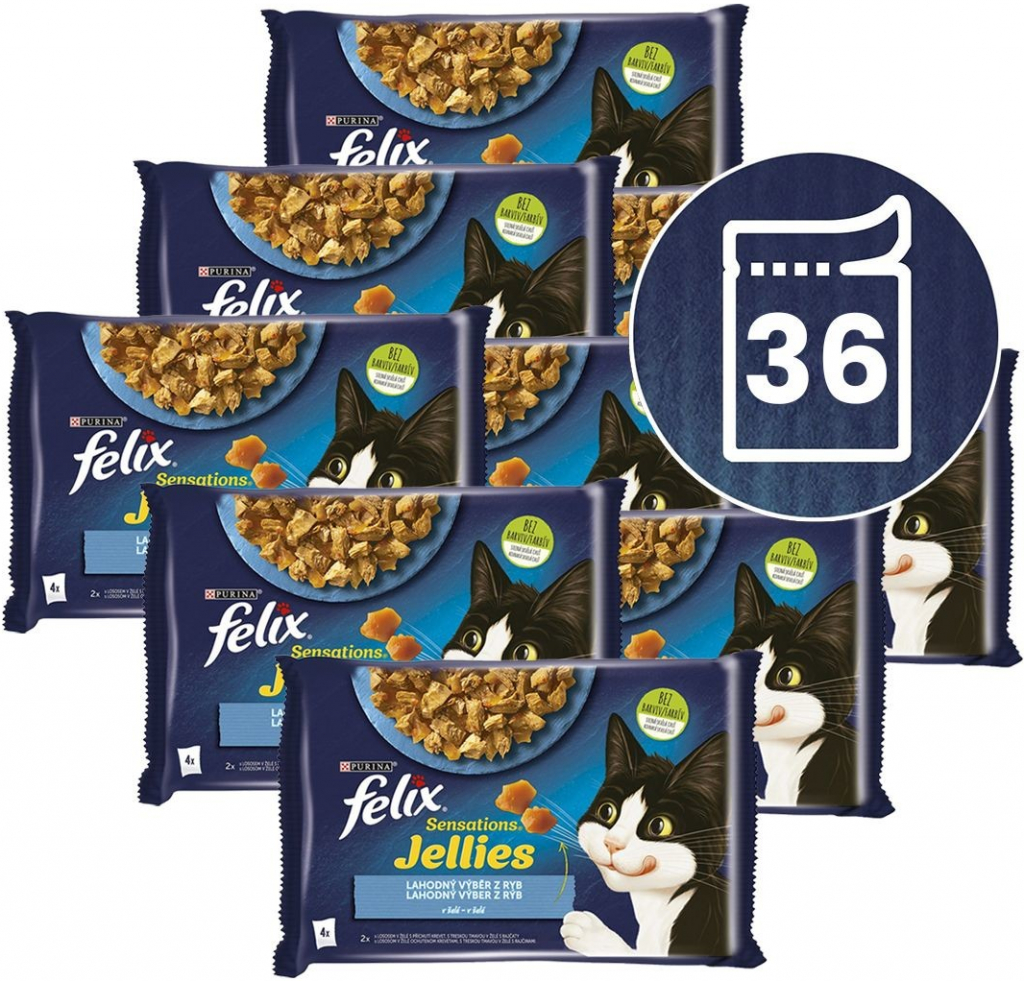 Felix Sensations Jellies lahodný výběr z ryb v želé 36 x 85 g