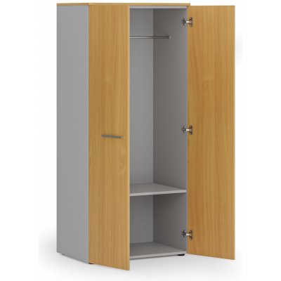 Primo Kancelářská šatní skříň 1 police, šatní tyč, 1781 x 800 x 500 mm, šedá / buk – Hledejceny.cz