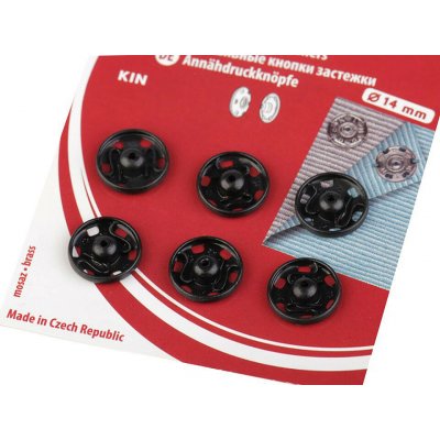 Kovové patentky / stiskací knoflíky Varianta: 5/14 mm 5 černá, Balení: 1 karta – Hledejceny.cz