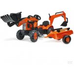 Falk šlapací traktor 2090W Kubota s přední a zadní lžící a přívěsem – Zboží Dáma