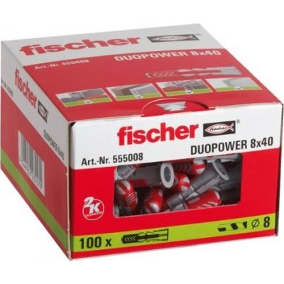 Fischer DUOPOWER 8x40 mm (balení 100 ks) - univerzální uzlovací hmoždinky – Zboží Mobilmania