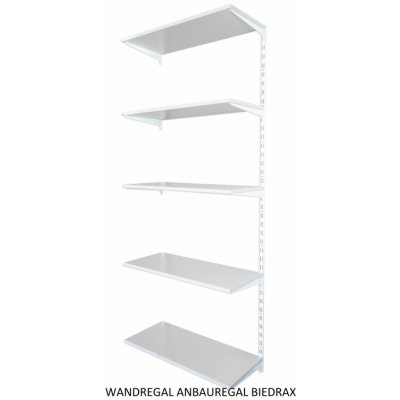 Biedrax Nástěnný regál přídavný 20 x 80 x 200 cm bílý 5 polic šedá – Zbozi.Blesk.cz