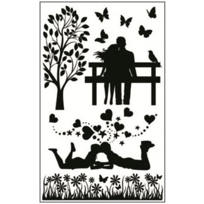 Anděl Přerov Samolepky k vypínači siluety v parku č.1 24 x 15 cm – Zboží Mobilmania