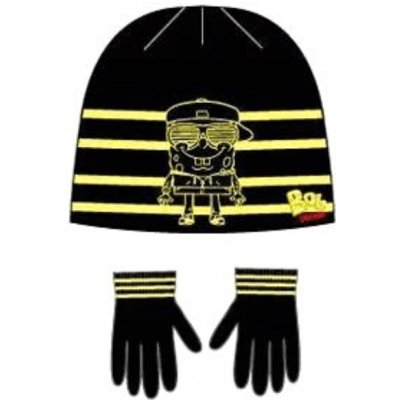 Sun City Spongebob zimní čepice a rukavice černá/žlutá