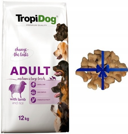 TropiDog Premium Adult Medium & Large lamb & rice 12 kg