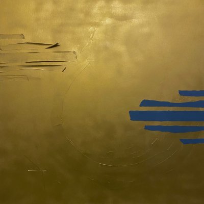 Marek Odrobina, Měsíc nad řekou, Malba na plátně, akrylové barvy, 100 x 100 cm – Zboží Mobilmania