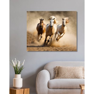 ZUTY Obrazy na stěnu - Běžící koně v písku 2 Rozměr: 40x50 cm, Rámování: vypnuté plátno na rám – Zboží Mobilmania