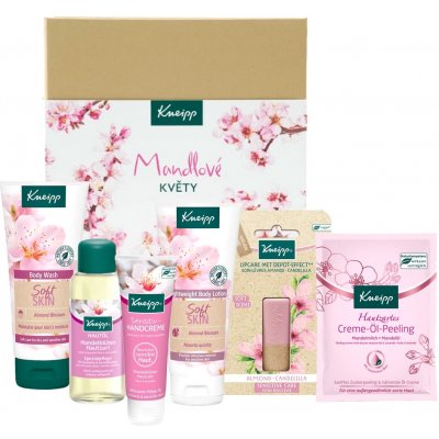 Kneipp Mandlové květy sprchový gel 200 ml + tělové mléko 200 ml + krém na ruce 75 ml + tělový peeling 40 ml + balzám na rty 4,7 g + tělový olej 100 ml dárková sada – Zboží Mobilmania