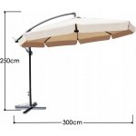 Ekspan Velký závěsný zahradní slunečník BEIGE 350cm Béžová – Hledejceny.cz