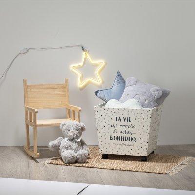 Atmosphera Úložný box na kolečkách dřevěný 45 x 45 x 41 cm bílá a modrá barva – Sleviste.cz