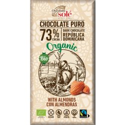 Chocolates Solé 73% Bio hořká čokoláda s mandlemi 150 g