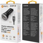 Nabíječka do auta ALIGATOR USB-C 2xUSB výstup, 3.4A, smart IC, black – Sleviste.cz