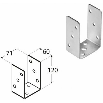 Domax šroubovací patka sloupku typu U (ZNO) PSO 70 - 71 x 60 x 120 x 4.0 mm 10 ks – Hledejceny.cz