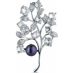 JwL Luxury Pearls Elegantní brož s tmavou perlou JL0867 – Zboží Dáma