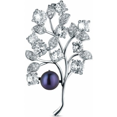 JwL Luxury Pearls Elegantní brož s tmavou perlou JL0867 – Zboží Dáma