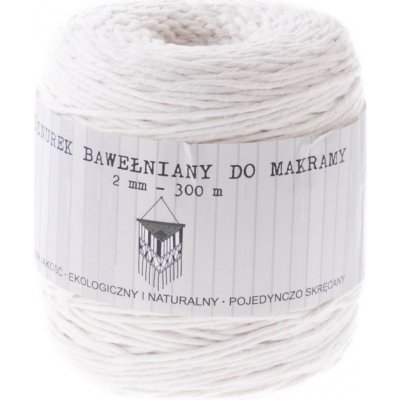 Bavlněný motouz Macramé 2mm/300m bílý, cívka – Sleviste.cz