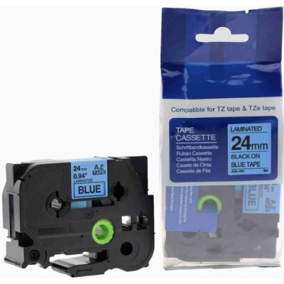 Kompatibilní páska s Brother TZ-551 / TZe-551, 24mm x 8m, černý tisk / modrý podklad – Zboží Živě
