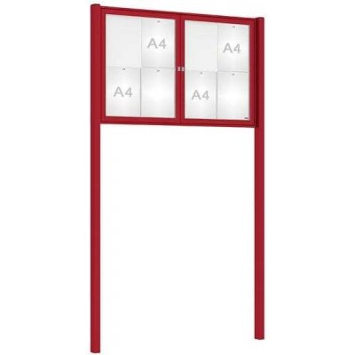 PROCITY Venkovní elegantní vitrína Tradition, 8 x A4 dvoukřídlá, včetně sloupků, červená | Zboží Auto