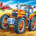 Larsen Výukové Oranžový traktor 37 dílků – Zboží Mobilmania