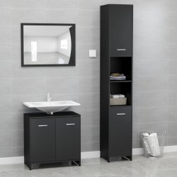 Nábytek XL 3dílná koupelnová sestava černá kompozitní dřevo