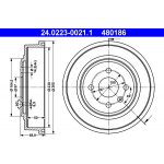 24.0223-0021.1 ATE Brzdový buben | Zboží Auto
