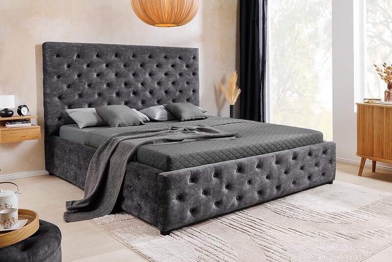 LuxD Laney Chesterfield šedý samet