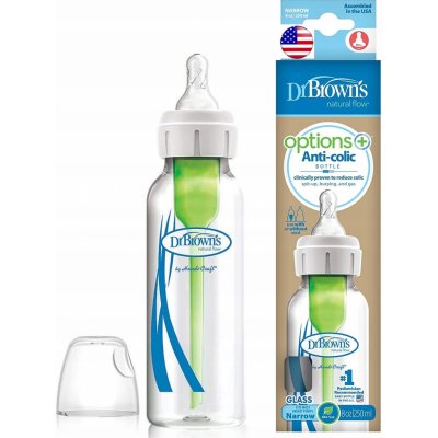 Dr. Brown´s kojenecká láhev skleněná standard Options plus transparentní 250 ml – Zboží Mobilmania