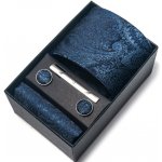 Kravata Brocat manžetové knoflíčky spona kapesníček modrá – Zboží Dáma